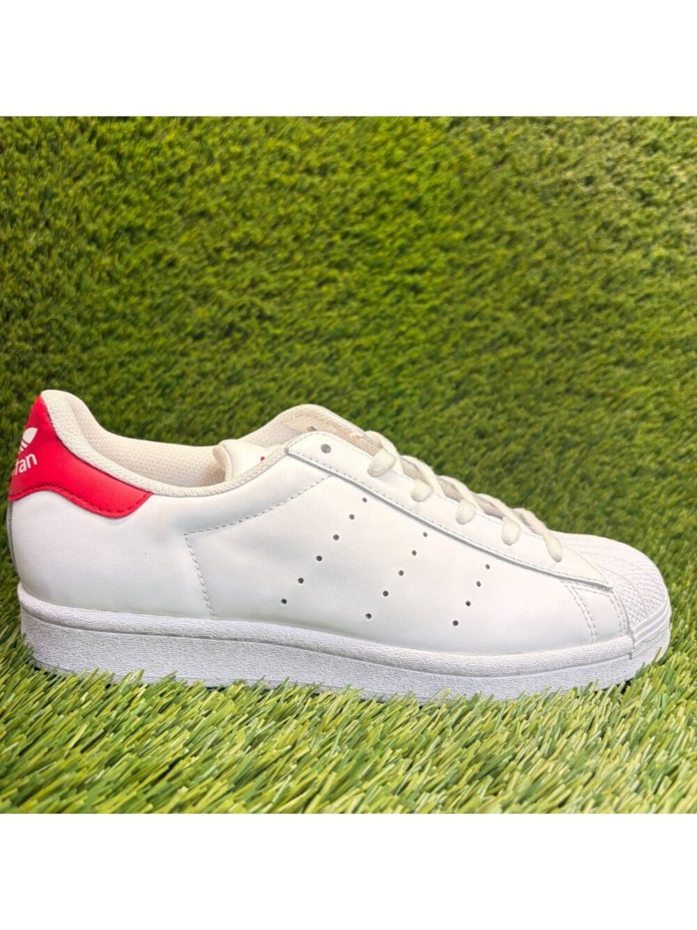 Adidas Stan Smith Low Boys Size 5.5Y White Red Athletic Leather Shoes Sneakers
